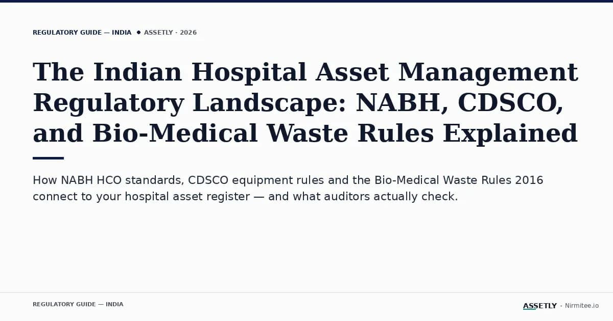 The Indian Hospital Asset Management Regulatory Landscape: NABH, CDSCO, and Bio-Medical Waste Rules Explained