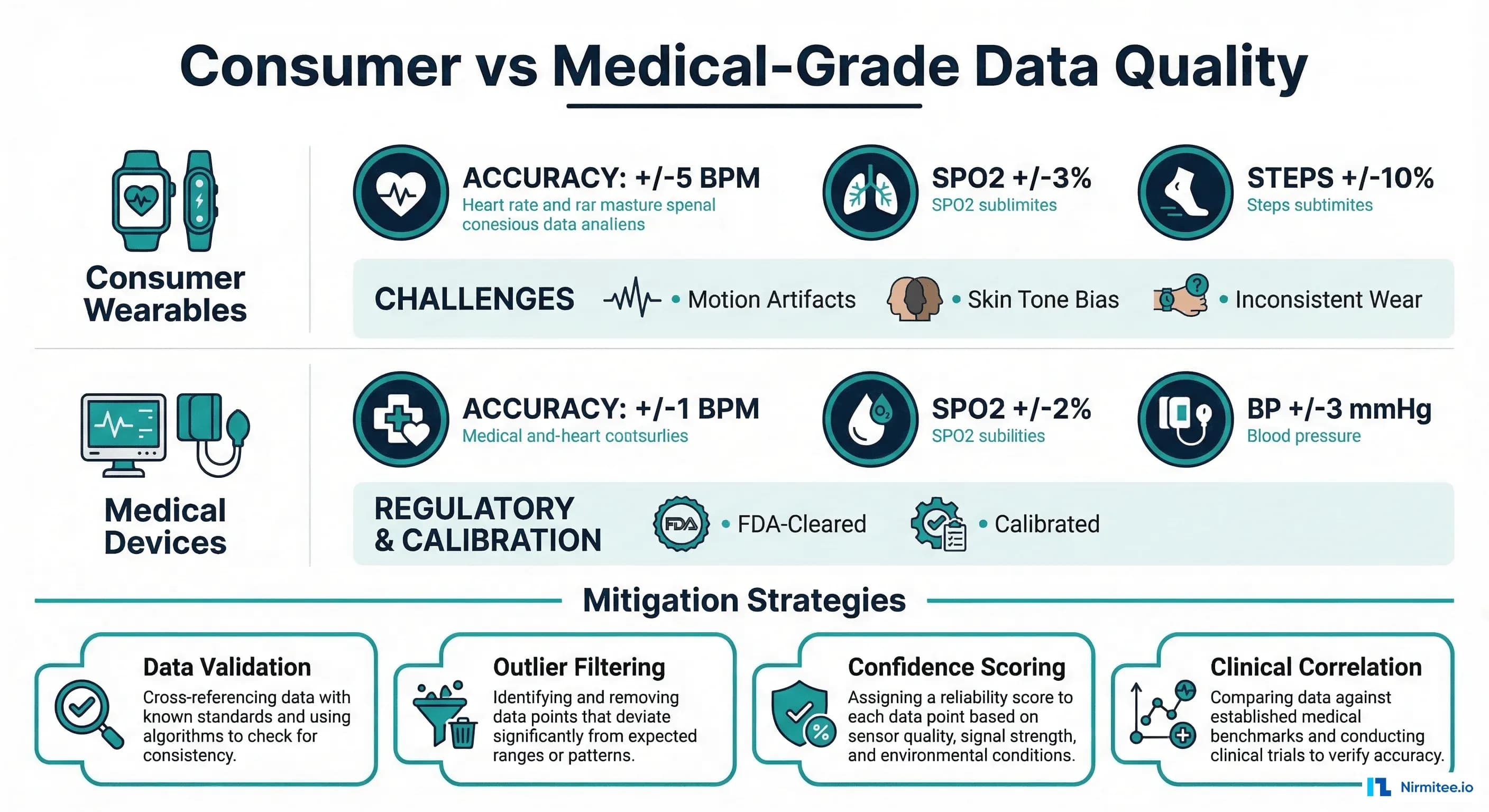 Consumer vs Medical-Grade Data Quality — accuracy comparison and mitigation strategies
