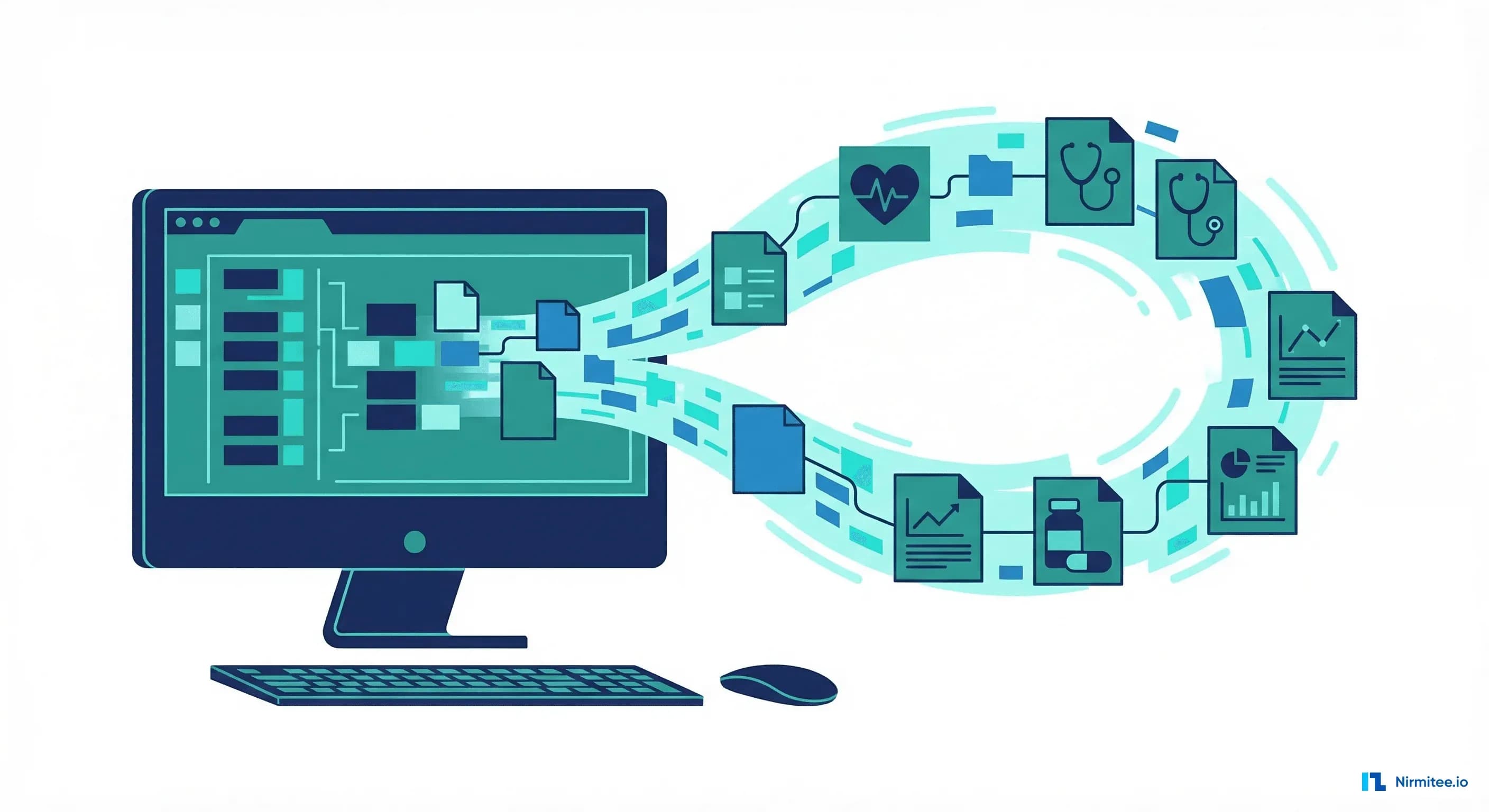 Synthea synthetic patient data generation with diverse patient records and medical icons