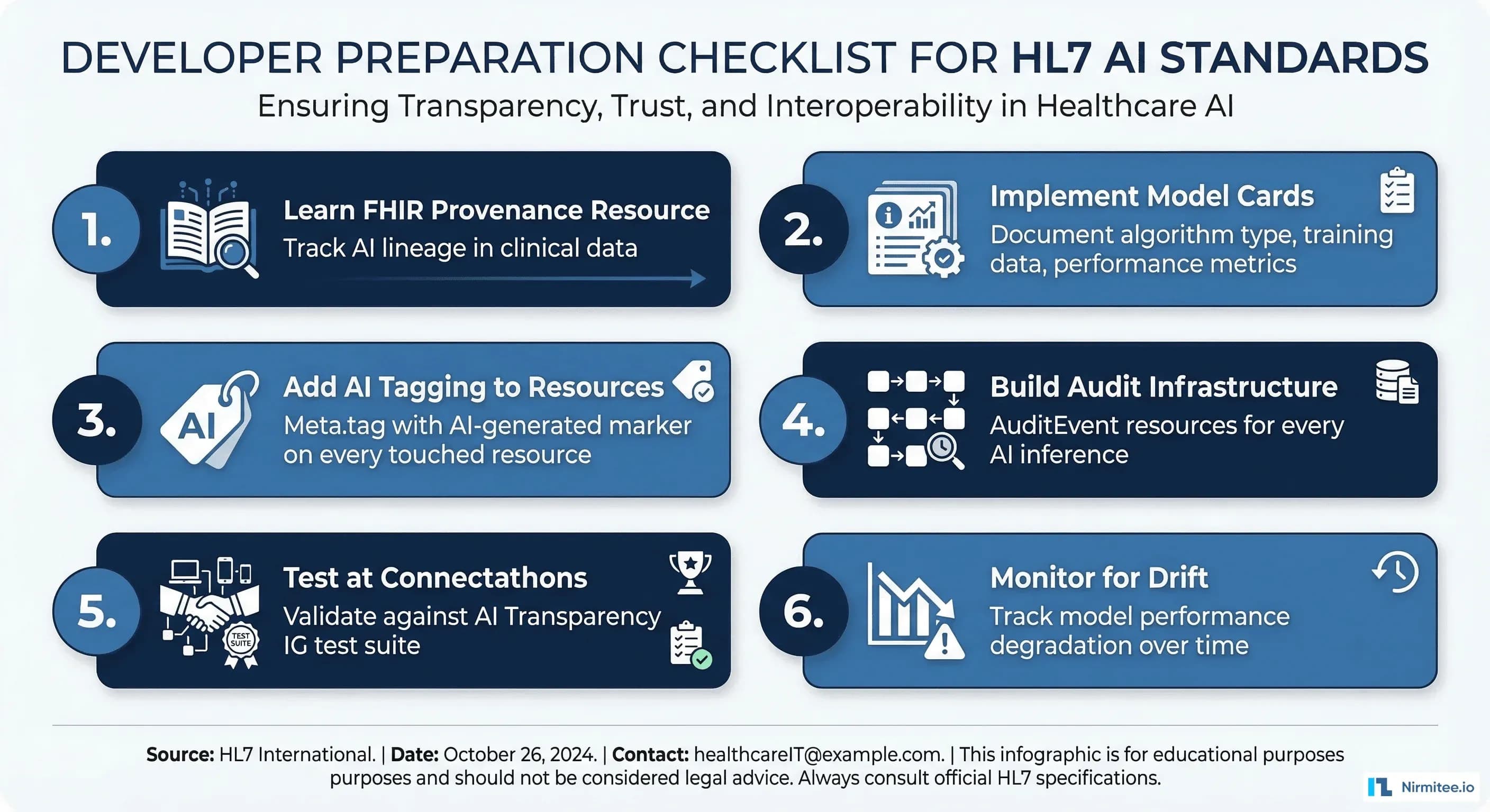 Developer preparation checklist for HL7 AI Transparency standards