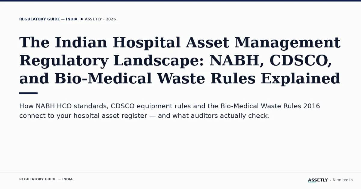 The Indian Hospital Asset Management Regulatory Landscape: NABH, CDSCO, and Bio-Medical Waste Rules Explained