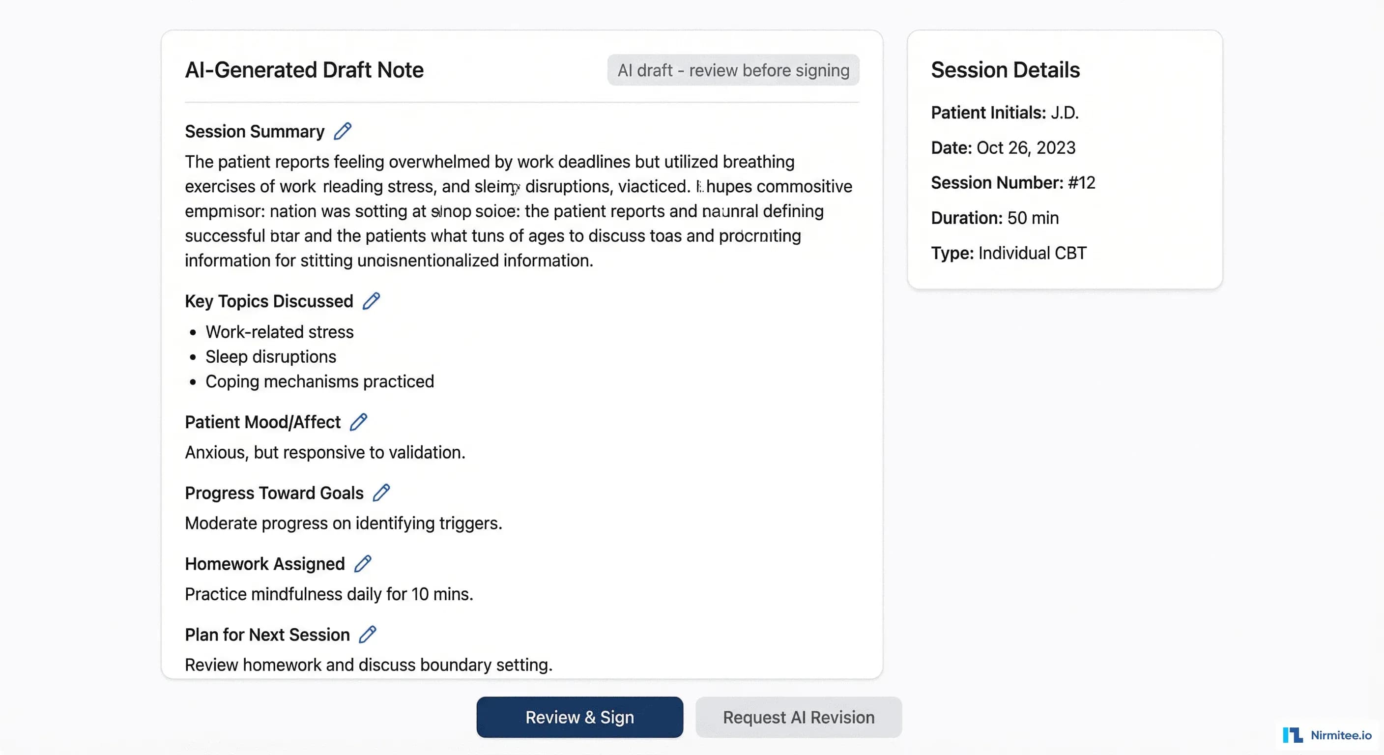 Session Notes Ui Mental Health Telemedicine Case Study: AI Notes